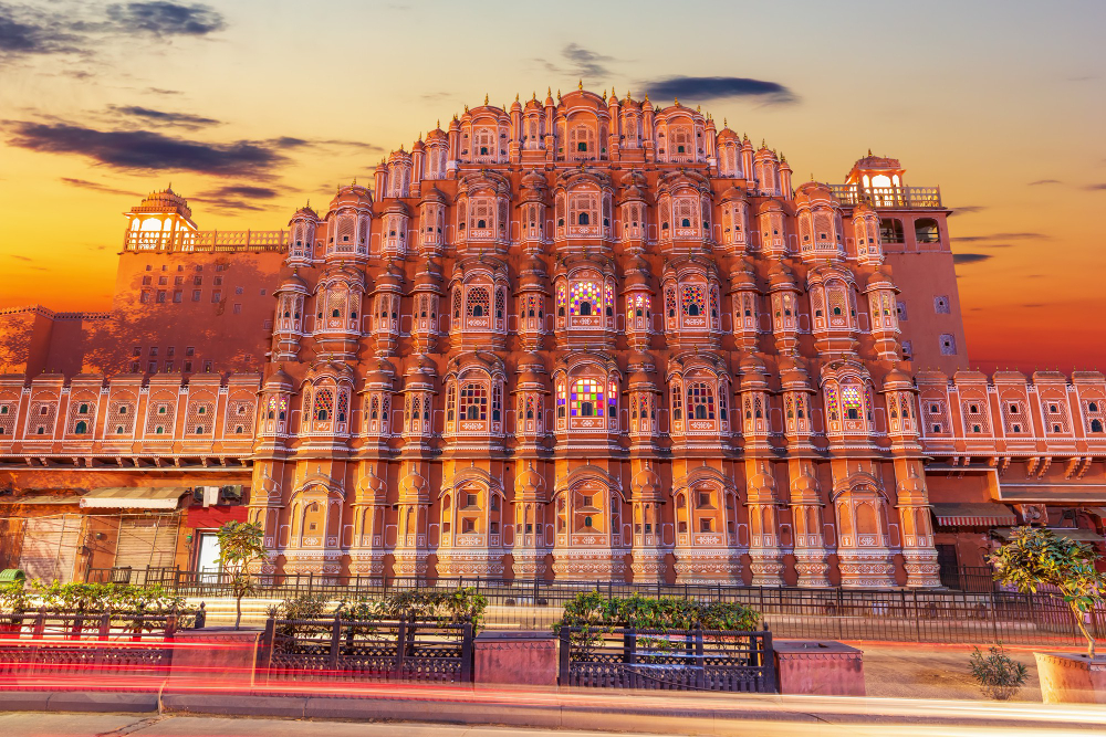 Beautiful sunset view of Hawa Mahal palace in Jaipur