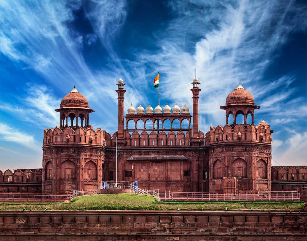 Delhi Red Fort With Blue Sky